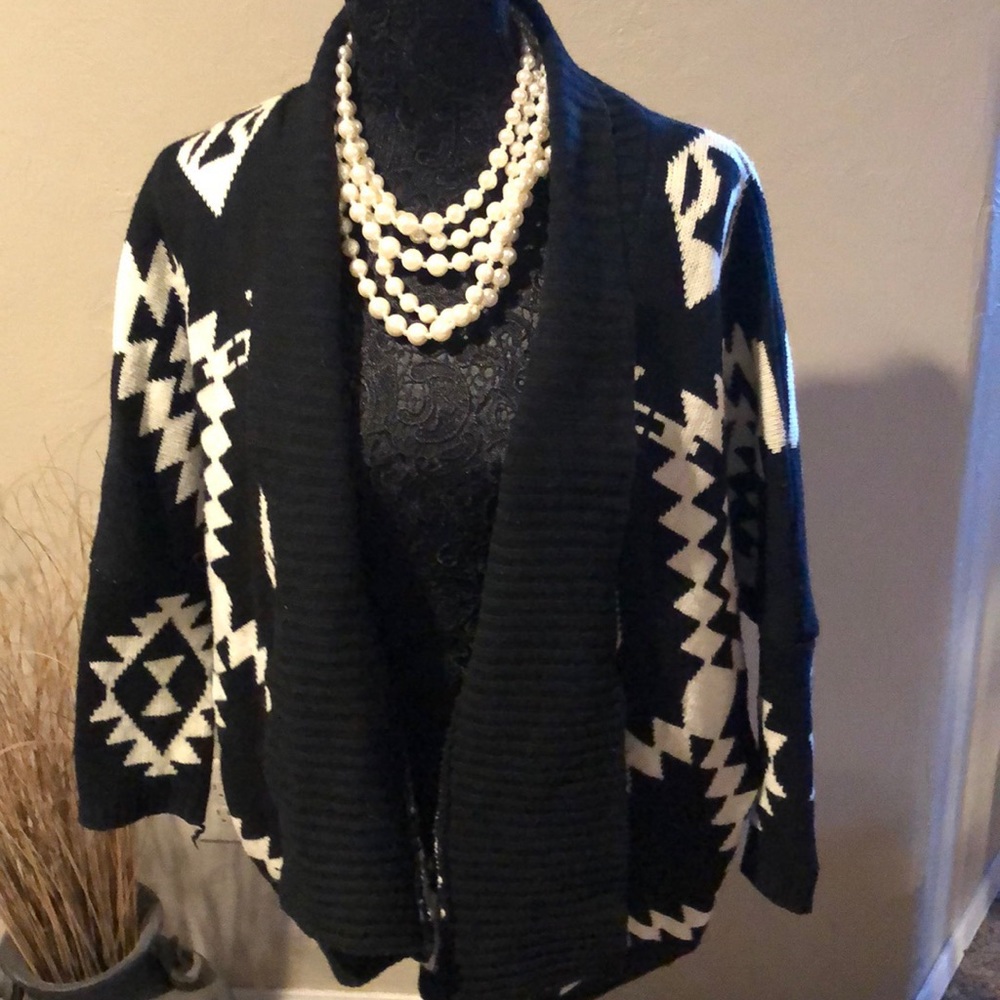 Aztec print cardigan sweater